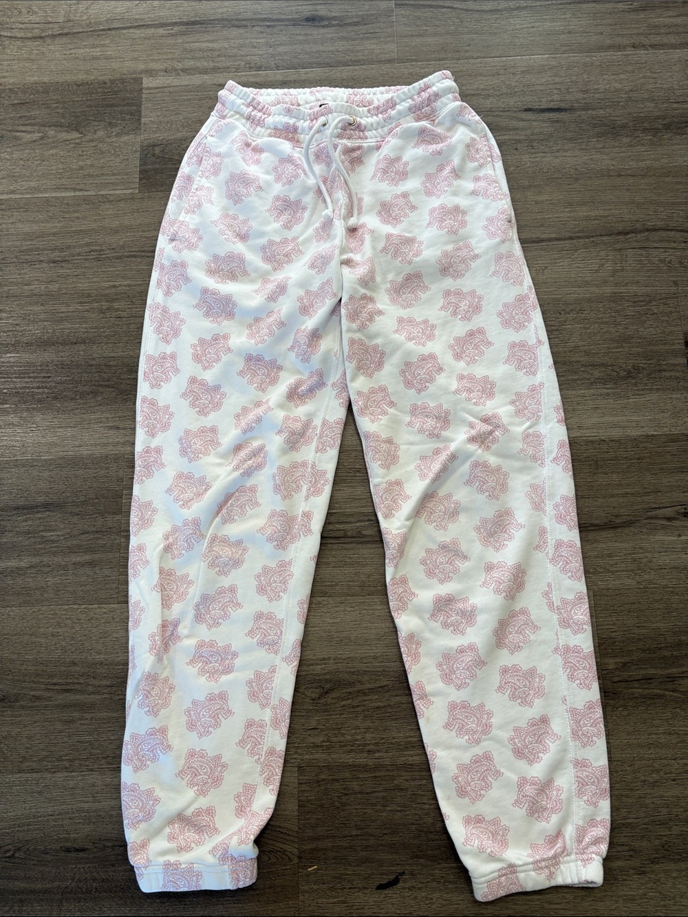J. Crew White Pajama Pants with Light Pink Floral Print